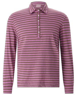 Massimo Alba Gestreept Poloshirt Met Lange Mouwen - Paars
