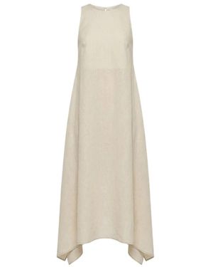 Peserico Kleedjes ,Wit ,Linnen Mouwmloze Linnen Maxi Jurk - Naturel