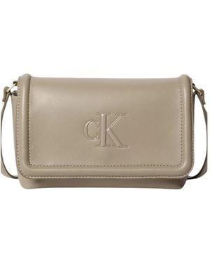 Calvin Klein Tassen ,Leer Logo Soft Touch Crossbody Tas - Naturel