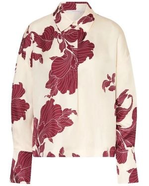 Herzensangelegenheit Bloemenzijden Blouse Korte Kraag - Roze