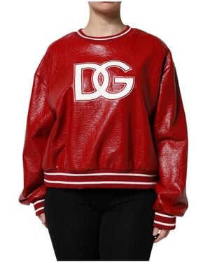 Dolce & Gabbana Roter Woll-Pullover Mit Dglogo-Stickerei