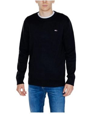 Tommy Hilfiger Herren Strick Lila Einfarbiger Pullover - Blau