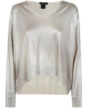 Avant Toi Laminierte V-Ausschnitt Pullover - Grau