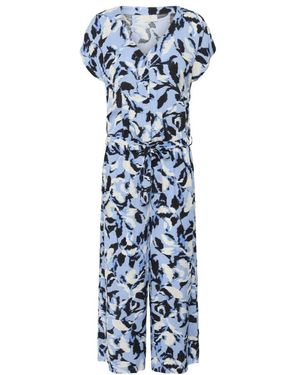 Kaffe Blauer Blumenprint Jumpsuit Mit Kurzen Ärmeln