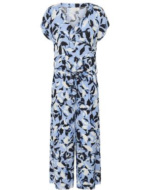 Kaffe Jumpsuits & Playsuits ,Veelkleurig ,Blauwe Bloemenprint Jumpsuit Met Korte Mouwen
