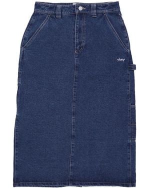 Obey Denim Midi Rock Stonewash - Blau