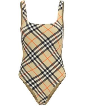 Burberry Badmode ,Nylon The Check Swimsuit - Naturel