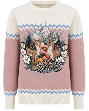 Philipp Plein Truien & Vesten ,Veelkleurig ,Wol Pullover Ronde Hals Ls Love - Roze