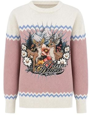 Philipp Plein Truien & Vesten ,Veelkleurig ,Wol Pullover Ronde Hals Ls Love - Roze