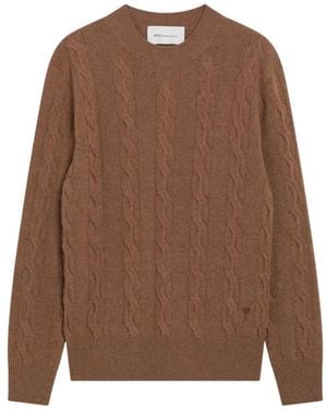 Ami Paris Round-Neck Knitwear - Marrón