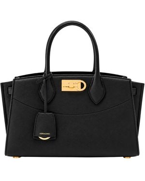Ferragamo Tassen ,Zwart ,Leer Leren Tote Bag