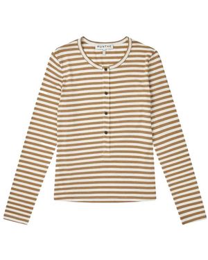 Munthe Gestreiftes T-Shirt Mit Knopfleiste - Weiß