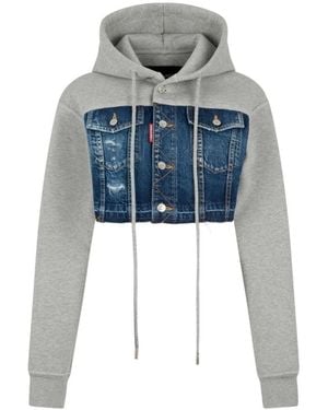 DSquared² Hoodies & Sweatvesten ,Veelkleurig ,Leer Dsquared 2 Sweaters - Blauw