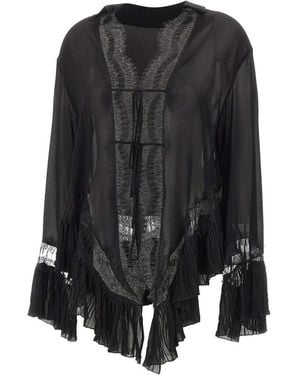 Blumarine Overhemden ,Zwart ,Asymmetrische Georgette Blouse