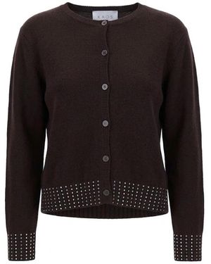 Kaos Wollcardigan Mit Rundhalsausschnitt Und Strassverzierung - Schwarz