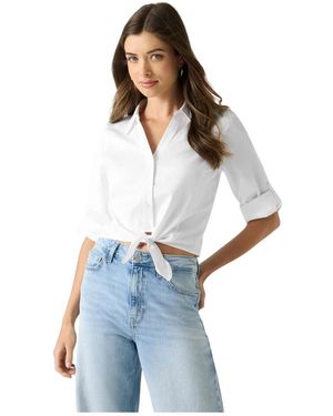 Guess Overhemden ,Wit ,Reeya Poplin Top - Blauw