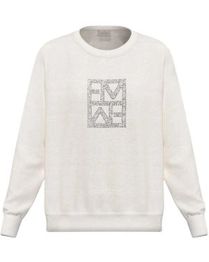 Marella Hoodies & Sweatvesten ,Wit ,Katoen Emmarmony Sweatshirt