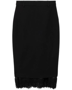 Oltre Bleistiftrock Mit Spitzensaum - Schwarz