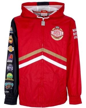 Mitchell & Ness Herenwindjack Nba Onmiskenbaar Windjack Met Volledige Ritssluiting Hardwood Classics Team West - Rood