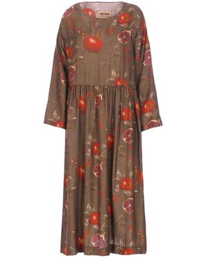 Uma Wang Braunes Viskosekleid Mit Kontrastmuster