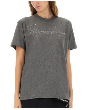 Moschino T-Shirt Mit Verziertem Logo - Grau