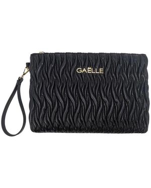 Gaelle Paris Eco Leder Metall Logo Clutch - Schwarz