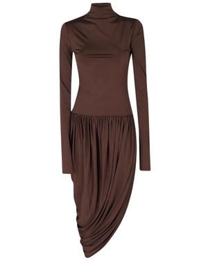 ANDAMANE Kleedjes ,Bruin ,Polyester Vesna Jersey Midi Jurk
