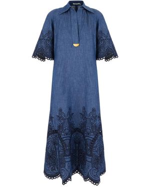 Zimmermann Kleedjes ,Blauw ,Denim Coco Geborduurde Denim Jurk