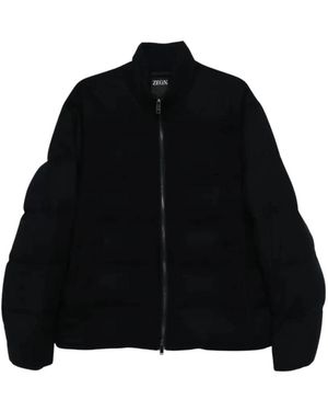 ZEGNA Jassen ,Blauw ,Jack Met Ritssluiting En Lange Mouwen - Zwart