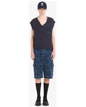 Etudes Studio Top Met Korte Mouwen En V-Hals - Blauw