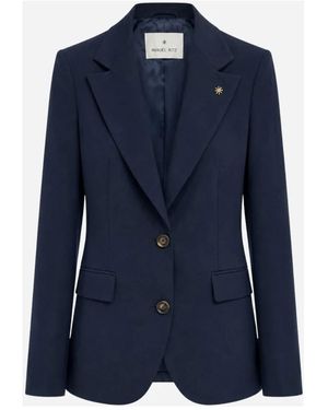 Manuel Ritz Jassen ,Blauw ,Leer Blazer Monopetto Stretch