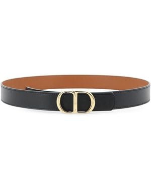 Dior Accessoires ,Zwart ,Leer Reversible Cd Icon Riem - Bruin