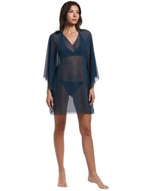 Fisico Poncho Tulle Tinta Unita - Blau