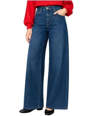 Kocca Jeans Aus Reiner Baumwolldenim Mit Hoher Taille Und Weitem Bein - Blau