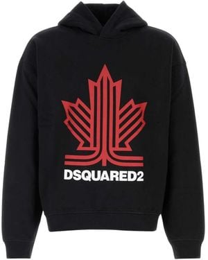 DSquared² Hoodies & Sweatvesten ,Zwart ,Katoen Oversized Katoenen Sweatshirt