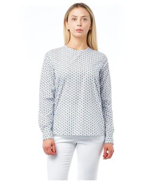 Bagutta Tops ,Wit ,Katoen Tops Met Lange Mouwen - Blauw
