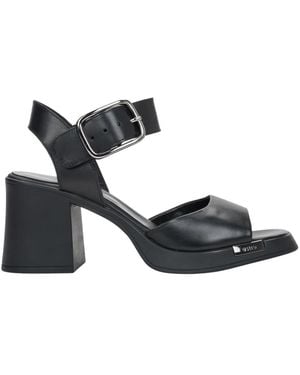 ESTRO Leder Sandalen Mit Stabilem Blockabsatz Und Dicken Riemen - Blau