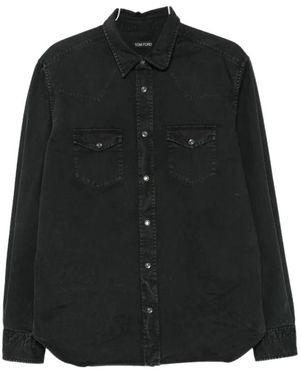 Tom Ford Overhemden ,Zwart ,Katoen Western Shirt