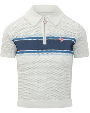 CASABLANCA Truien & Vesten ,Wit ,Katoen Mesh Stripe Top - Blauw