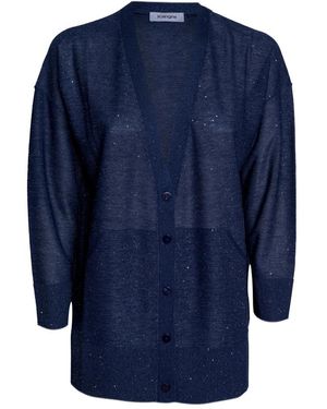 Kangra Truien & Vesten ,Blauw ,Pailletten V-Hals Vest