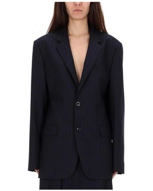 Maison Margiela Nadelstreifen-Blazer Mit Einfachem Knopfverschluss - Blau