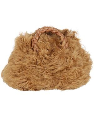 Hereu Bombon Long Hair Shearling Crossbody Bag - Braun