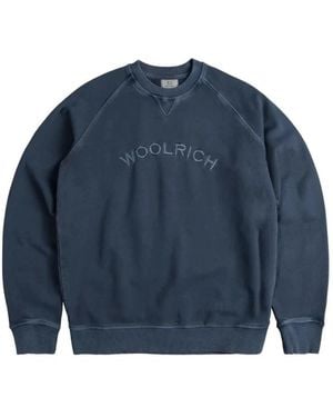 Woolrich Schwarzer Varsity Crew Neck Pullover - Blau