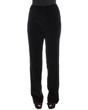 Ermanno Scervino Black Velvet Cotton Straight Legs Trousers