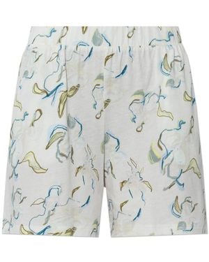 Hanro Flowing Paint Katoenmix Shorts - Blauw
