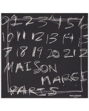 Maison Margiela Scribbled Numerical Silk Foulard - Zwart