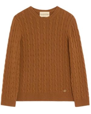 Valentino Zopfstrick-Pullover - Braun