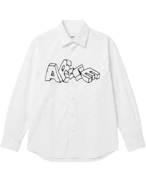 Arte' Overhemden ,Wit ,Katoen Blocks Shirt