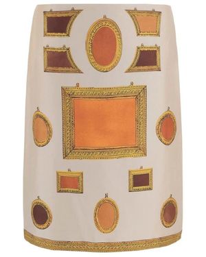 Versace Rokken ,Veelkleurig ,Leer Printed Silk Twill Pencil Rok - Metallic