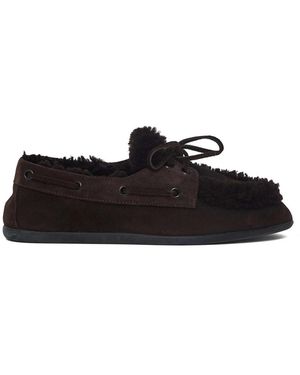 3Juin Schoenen ,Bruin ,Suède Denver Shearling Loafer - Zwart